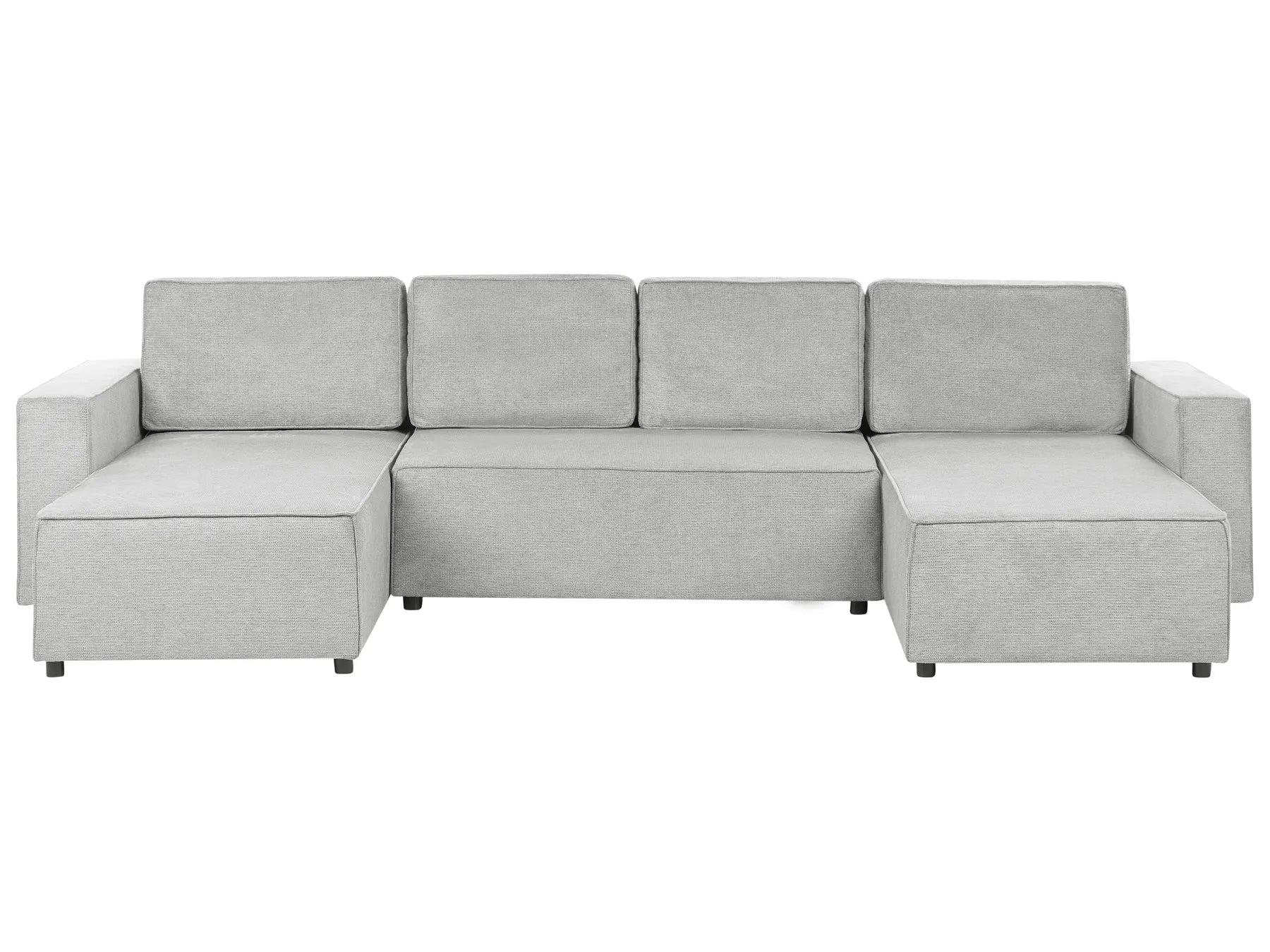 U-Shape Sofa Bed 4 Seater VATNE Fabric Light Grey with Storage