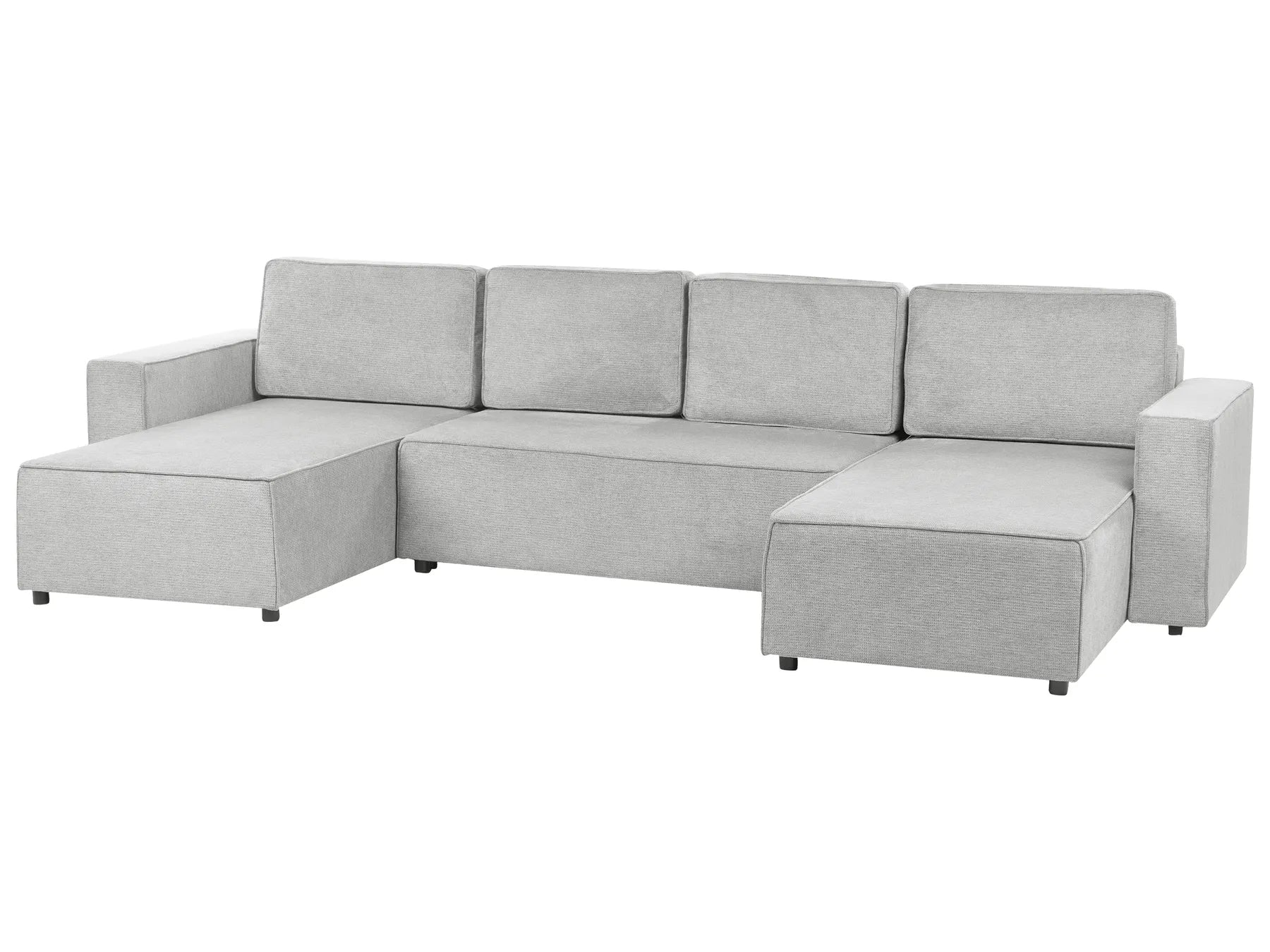 U-Shape Sofa Bed 4 Seater VATNE Fabric Light Grey with Storage