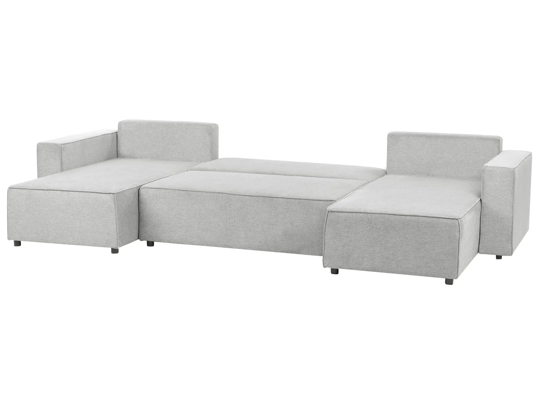 U-Shape Sofa Bed 4 Seater VATNE Fabric Light Grey with Storage