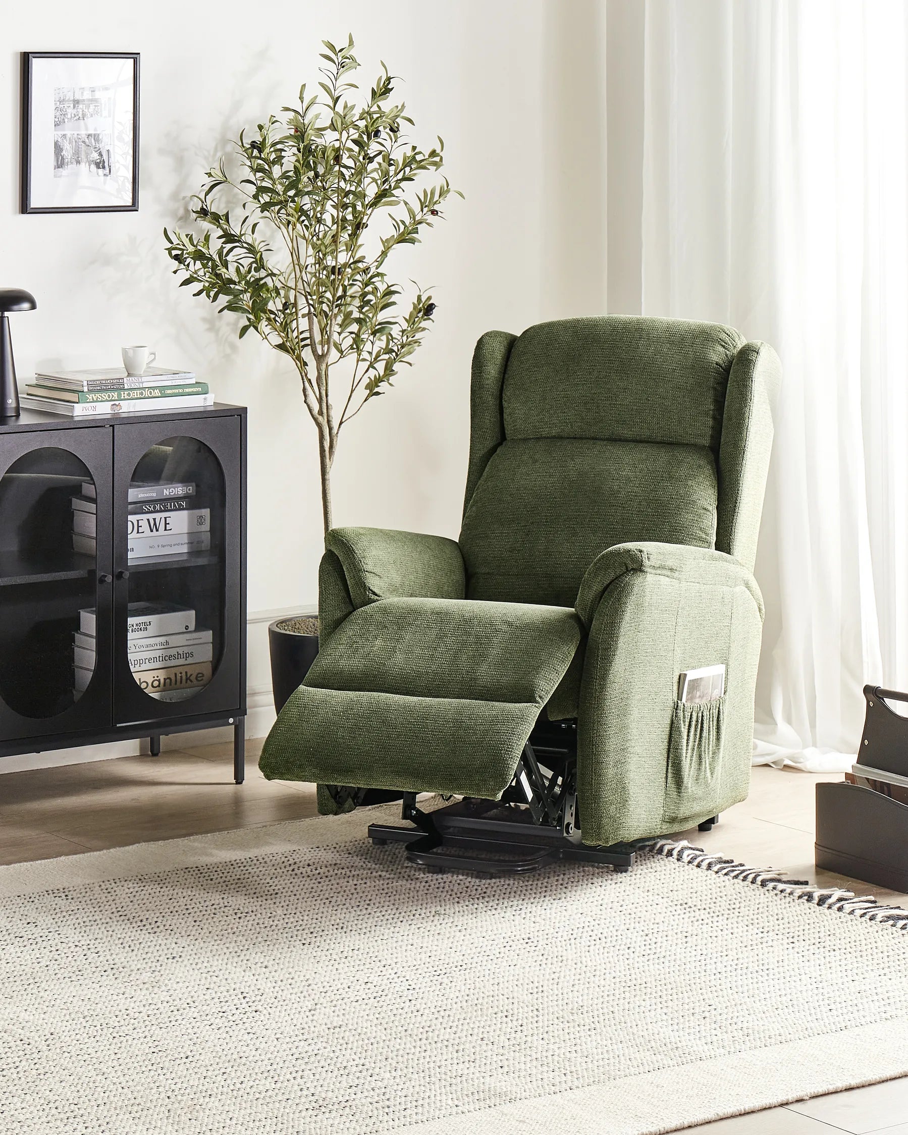Electric Recliner Chair ELEGY With Footrest Fabric Green