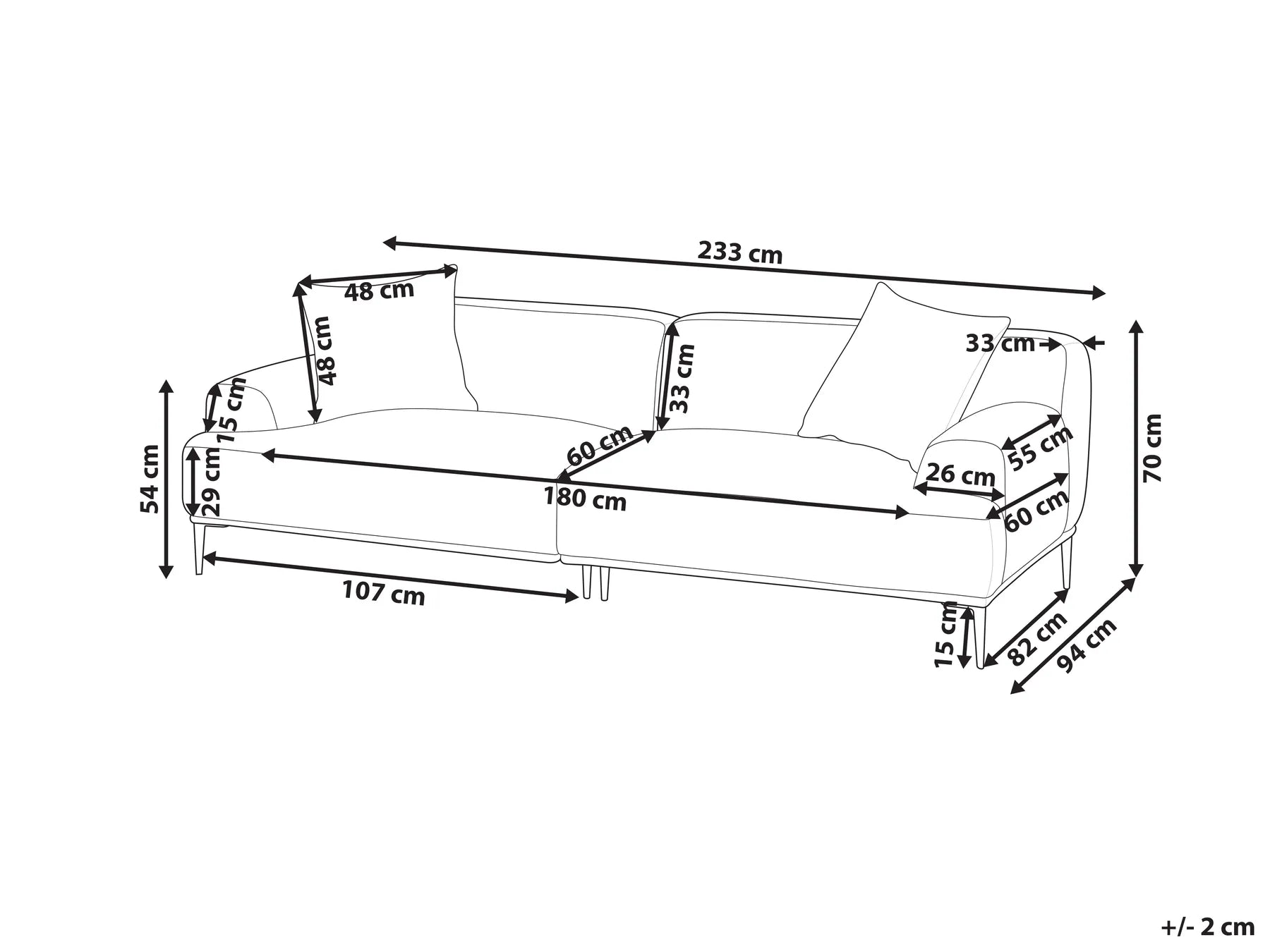 Sofa 3 Seater MATILA Fabric Light Grey
