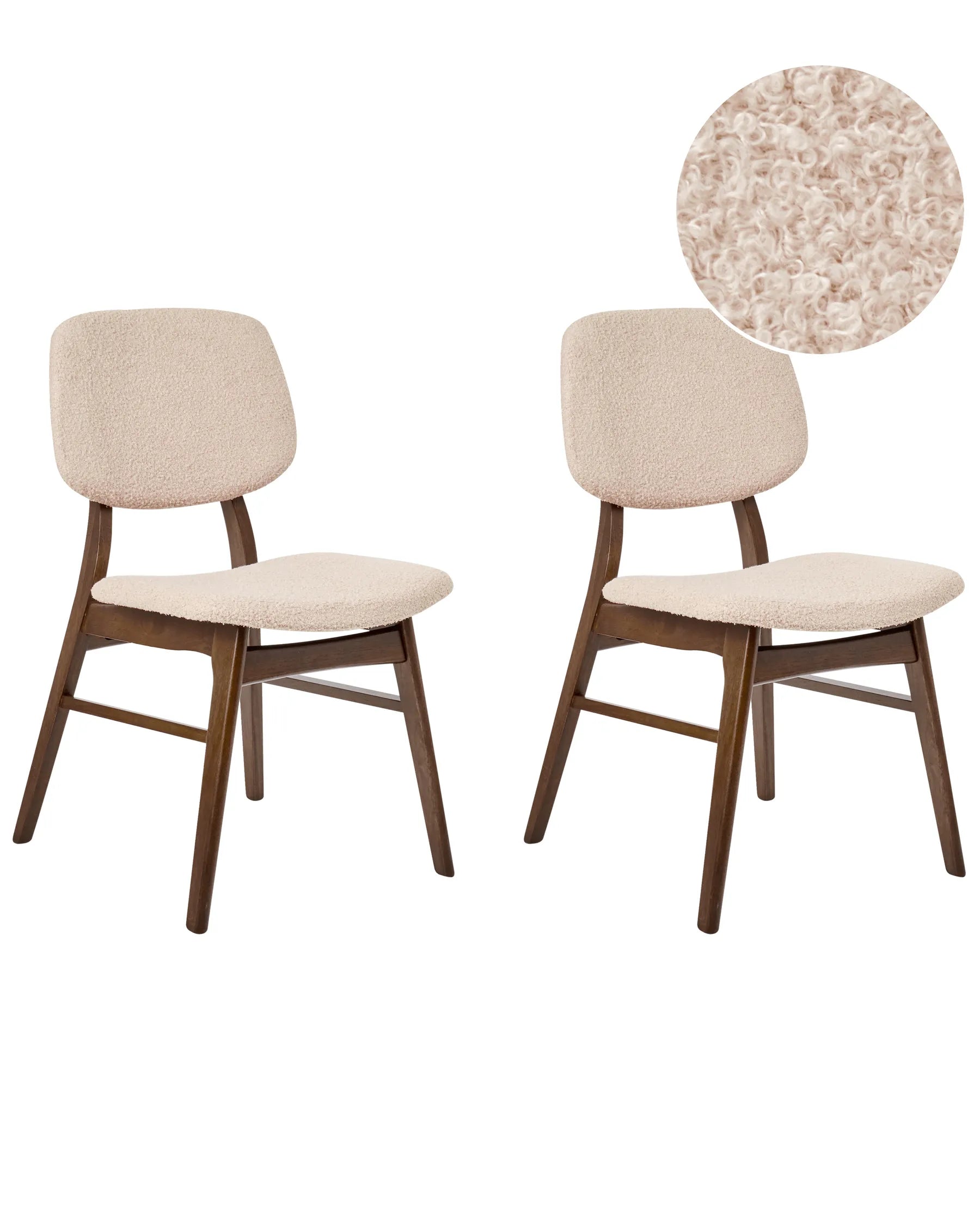 Set of 2 Dining Chairs Wood Dark Brown/ Beige
