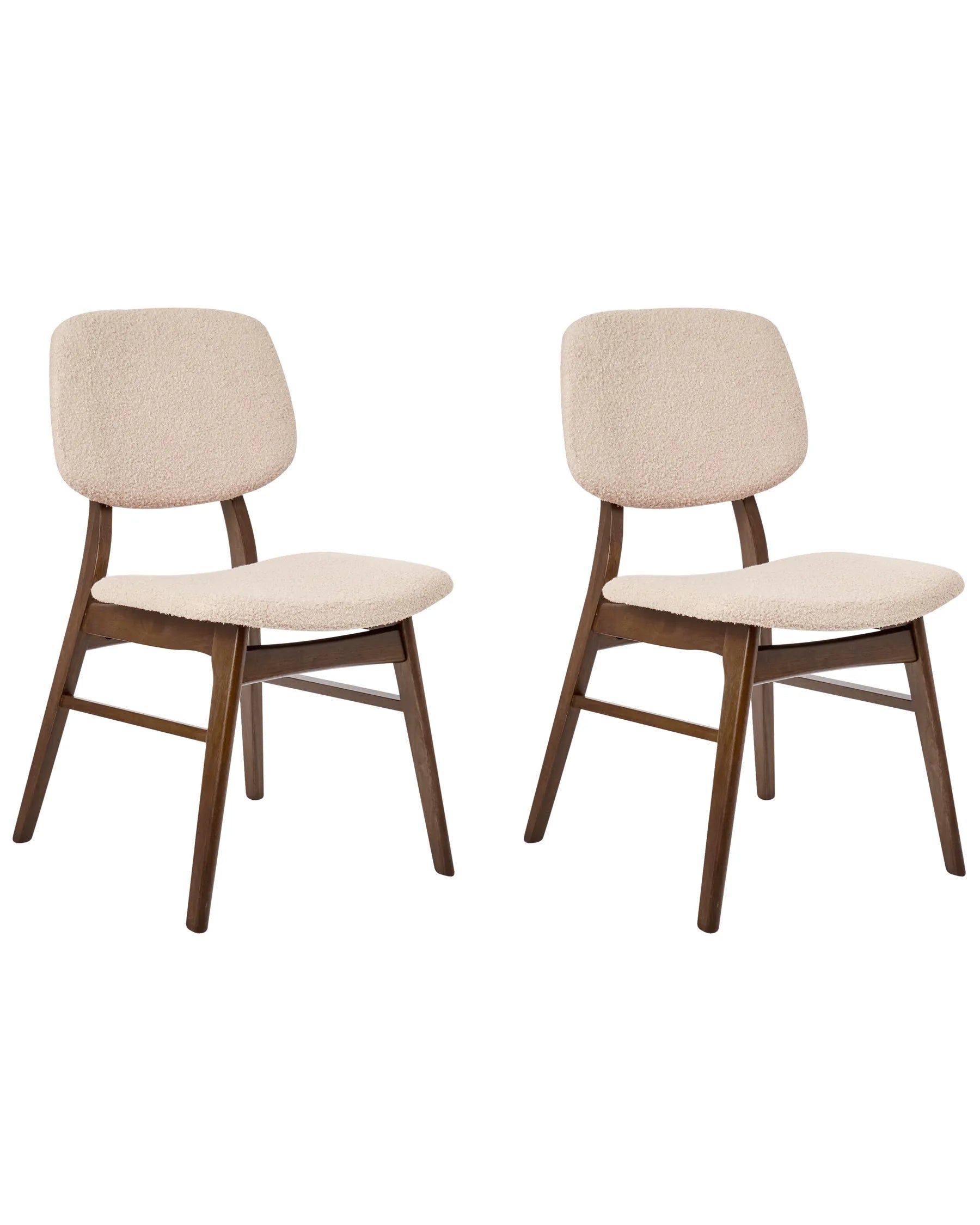 Set of 2 Dining Chairs Wood Dark Brown/ Beige