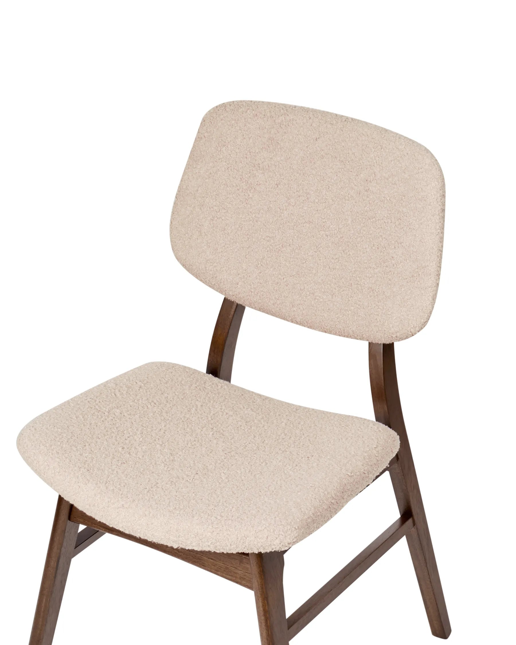 Set of 2 Dining Chairs Wood Dark Brown/ Beige