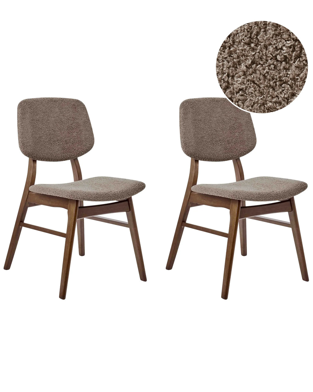 Set of 2 Dining Chairs Wood Dark Brown/ Taupe