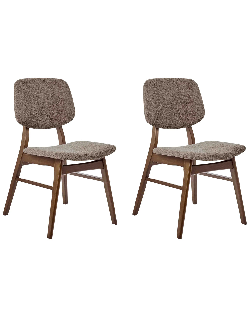 Set of 2 Dining Chairs Wood Dark Brown/ Taupe