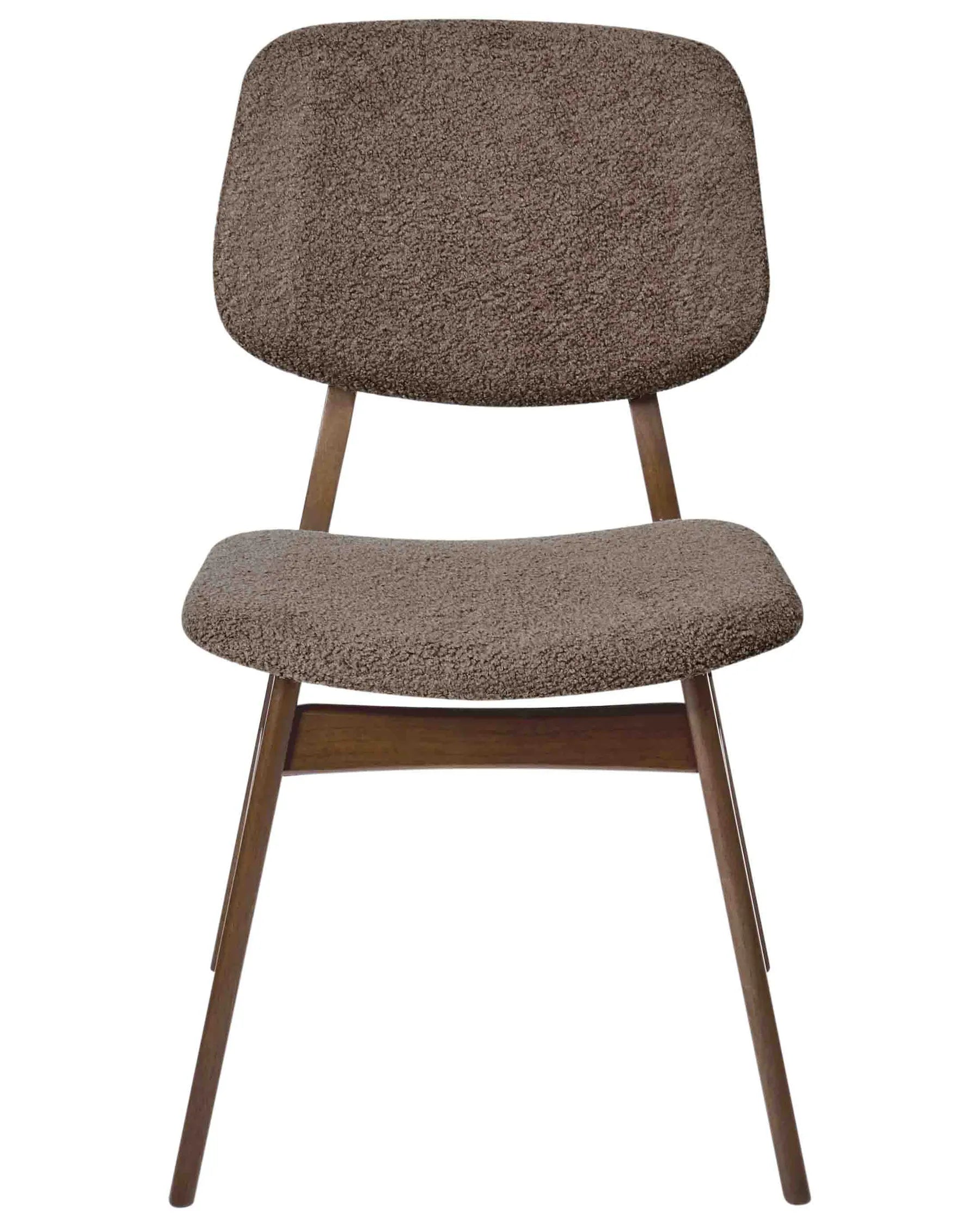 Set of 2 Dining Chairs Wood Dark Brown/ Taupe