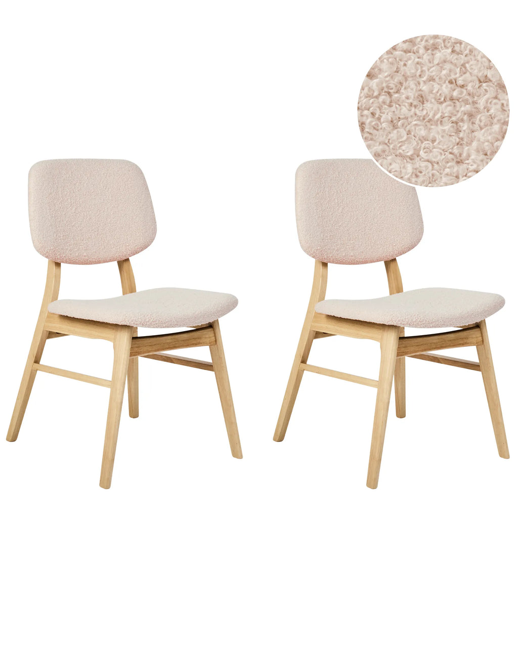 Set of 2 Dining Chairs Wood Light Brown/ Beige