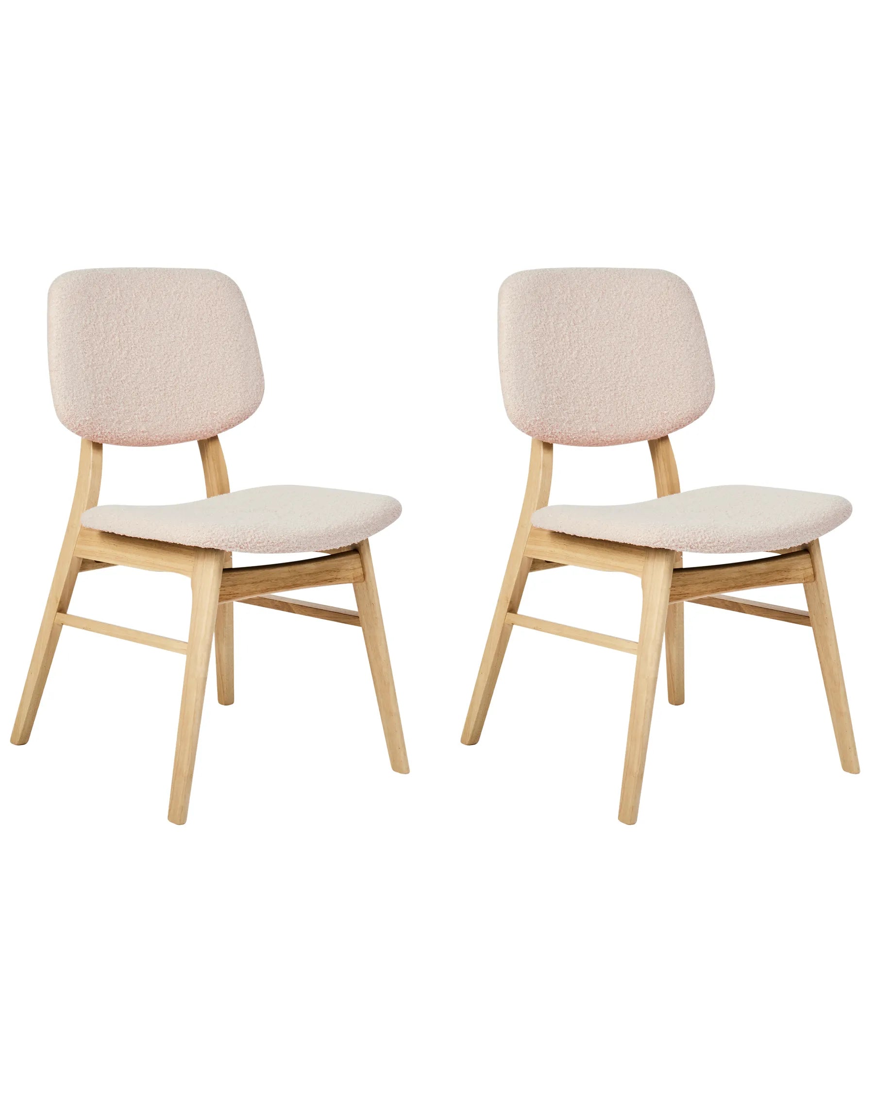 Set of 2 Dining Chairs Wood Light Brown/ Beige