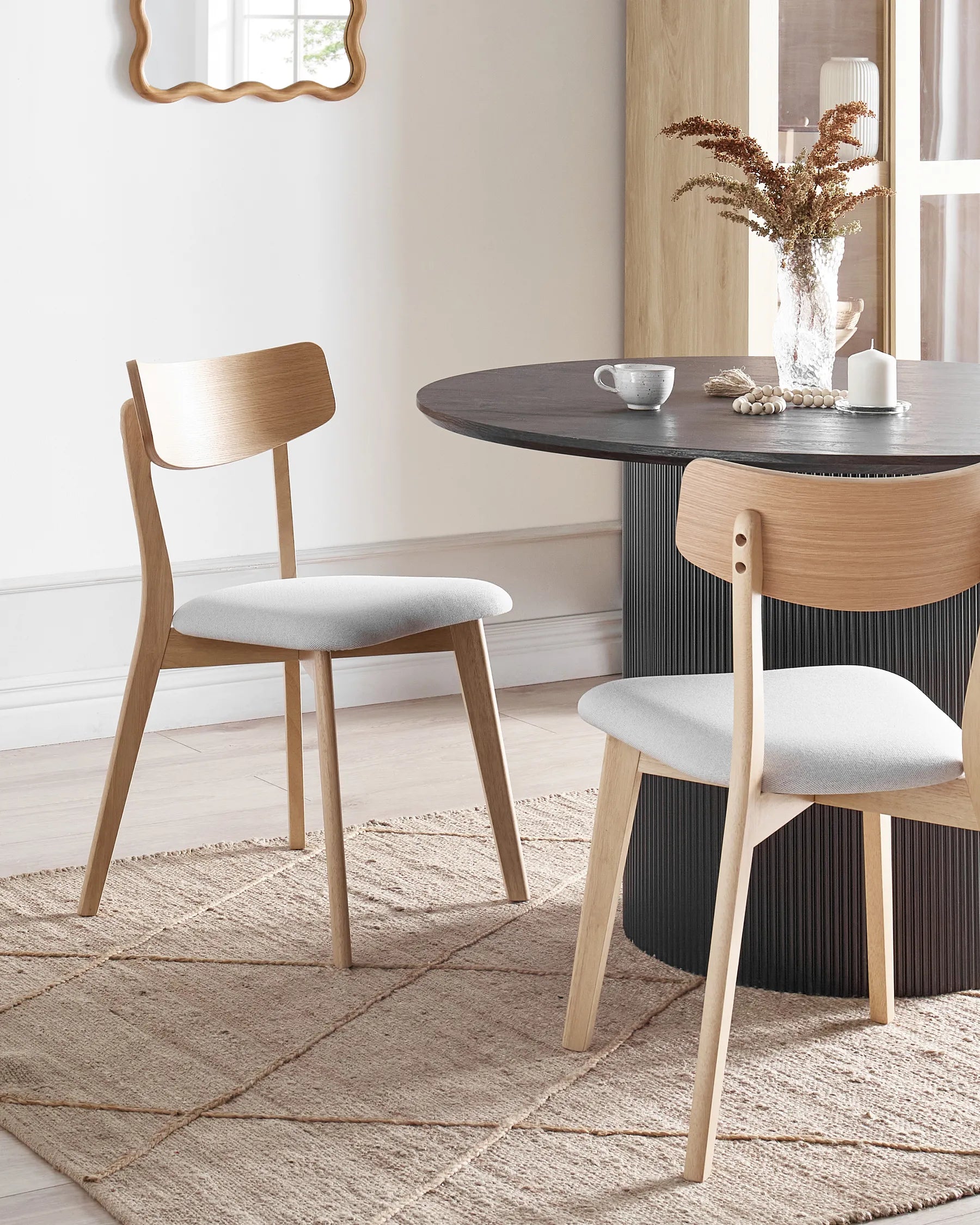 Set of 2 Dining Chairs Wood Light Grey