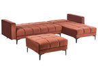 Modular Corner Sofa Bed 4 Seater ALNES Velvet Light Red Left Hand