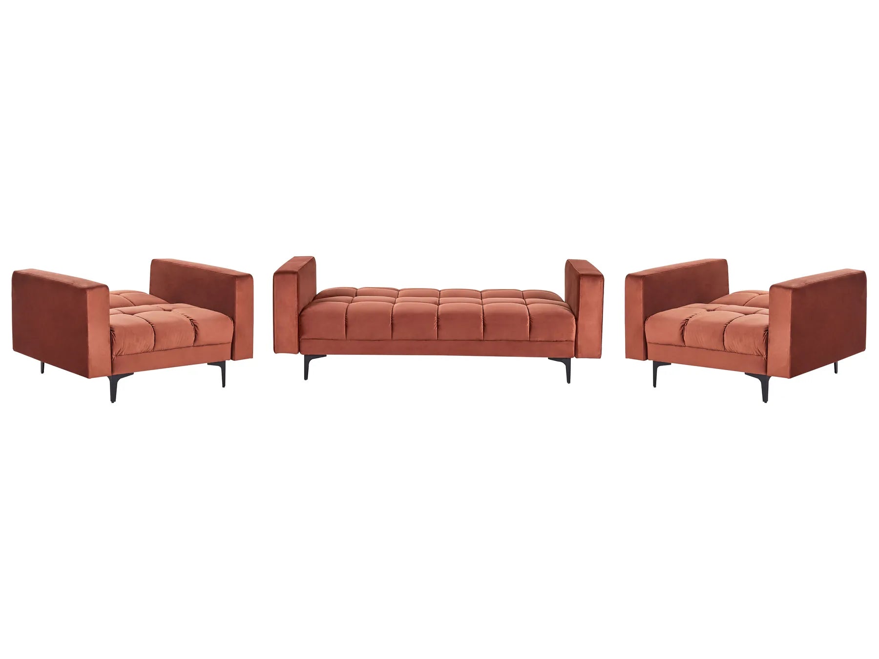 Living Room Set 5 Seater ALNES Velvet Light Red