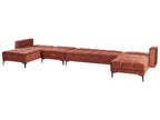 Modular U-Shape Sofa Bed 6 Seater ALNES Velvet Light Red