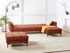 Modular Corner Sofa Bed 4 Seater ALNES Velvet Light Red Left Hand