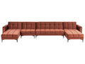 Modular U-Shape Sofa Bed 6 Seater ALNES Velvet Light Red