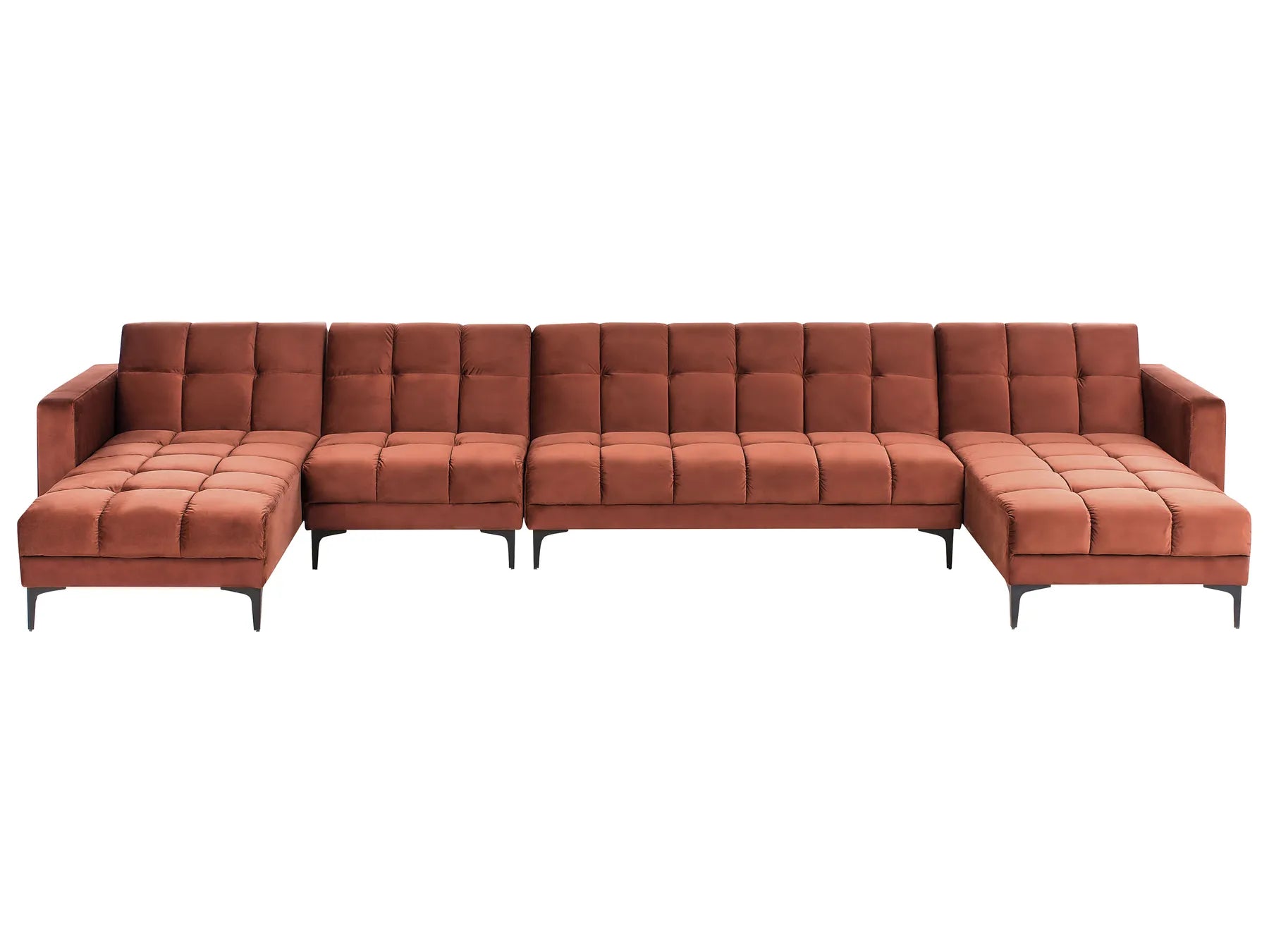 Modular U-Shape Sofa Bed 6 Seater ALNES Velvet Light Red