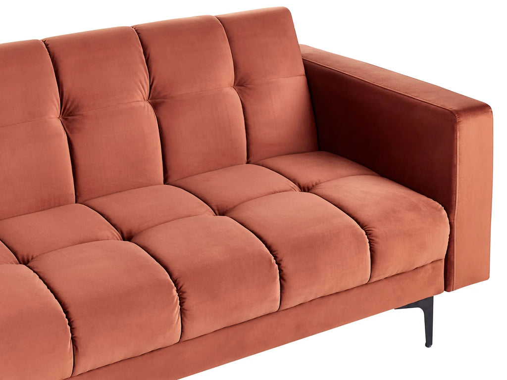 Modular Corner Sofa Bed 4 Seater ALNES Velvet Light Red Left Hand