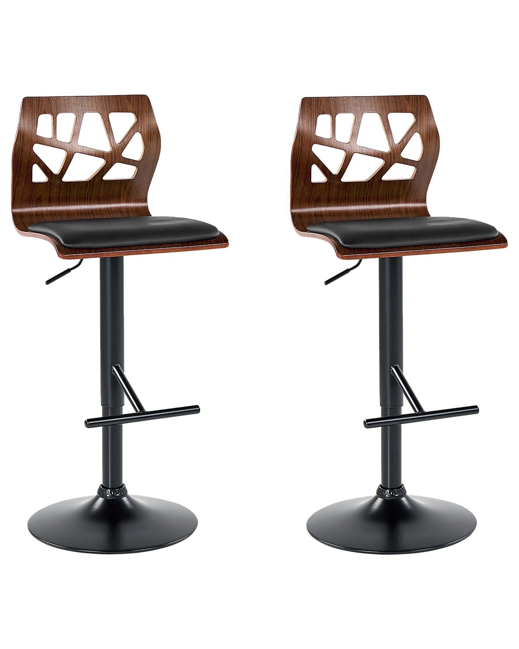 Set of 2 Bar Chairs PETERSBURG Faux Leather Swivel Black