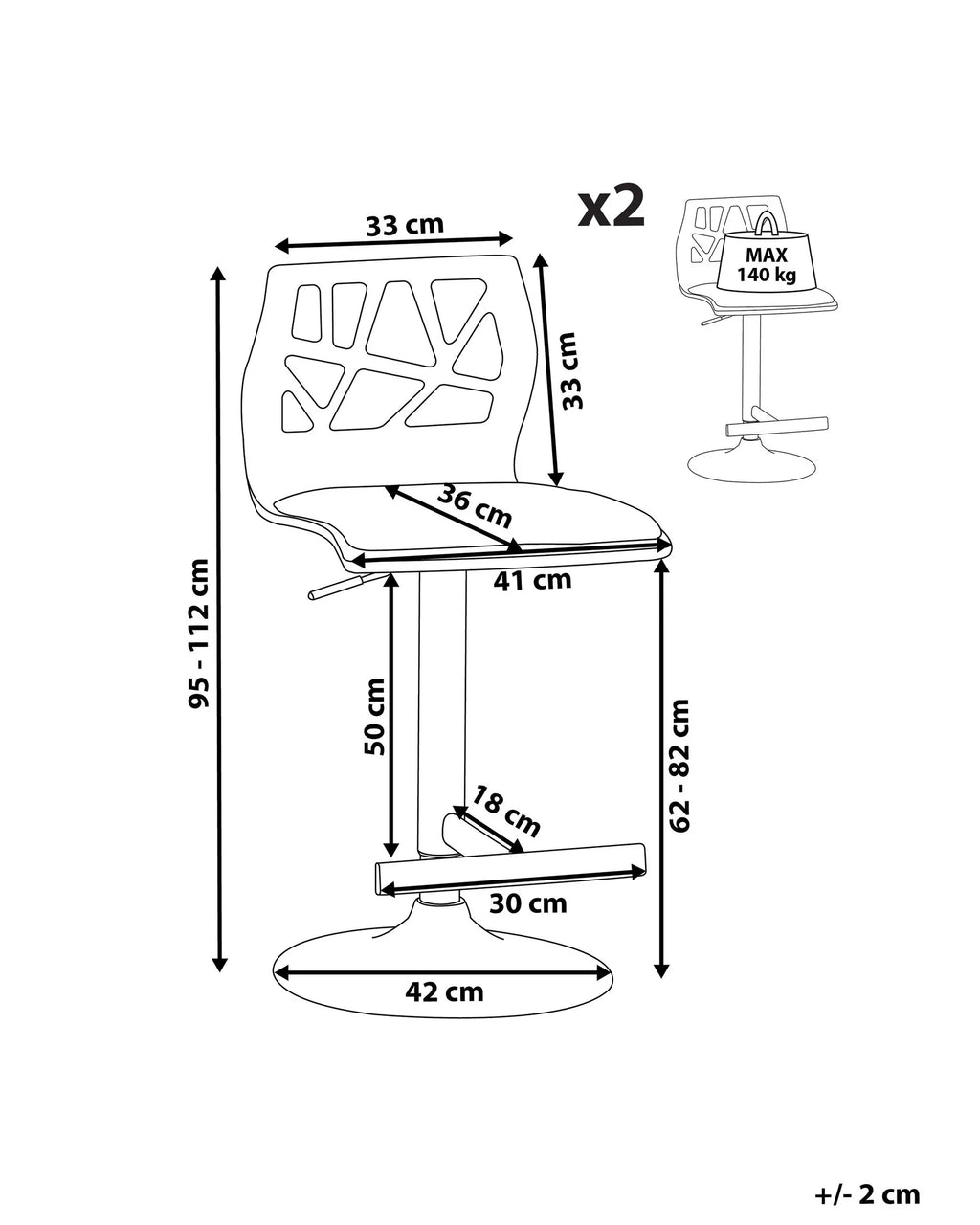 Set of 2 Bar Chairs PETERSBURG Faux Leather Swivel Black