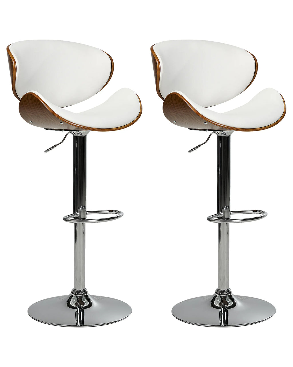 Set of 2 Bar Chairs ROTTERDAM Faux Leather Swivel White
