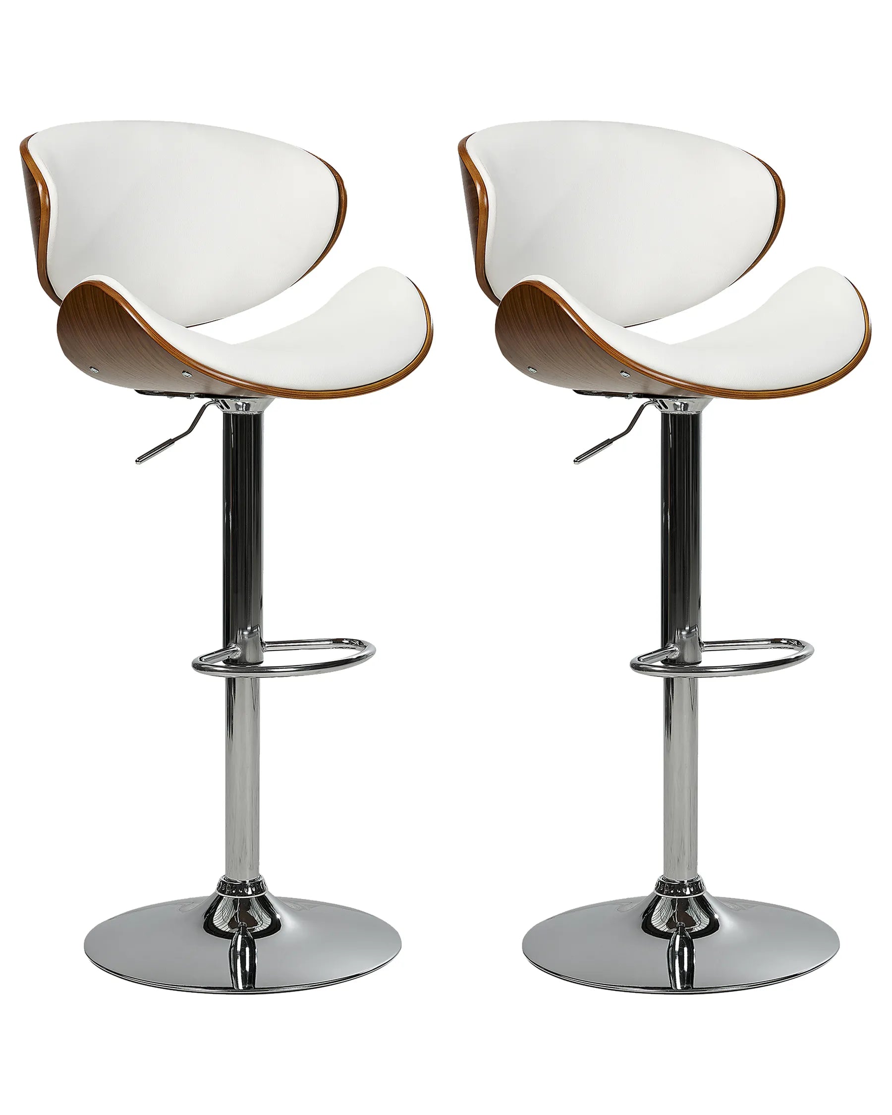 Set of 2 Bar Chairs ROTTERDAM Faux Leather Swivel White