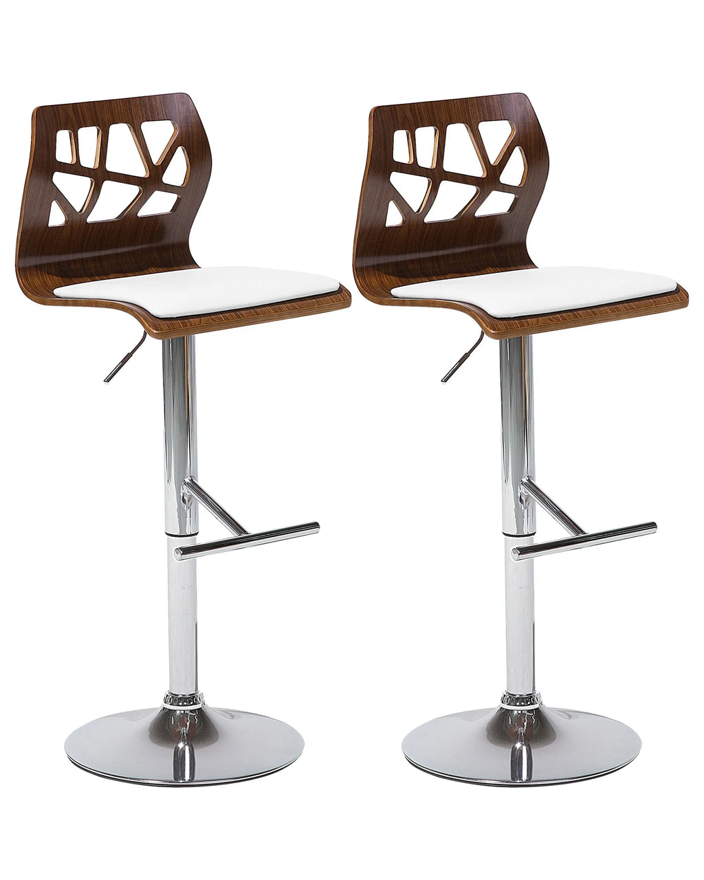 Set of 2 Bar Chairs PETERSBURG Faux Leather Swivel Brown/ White