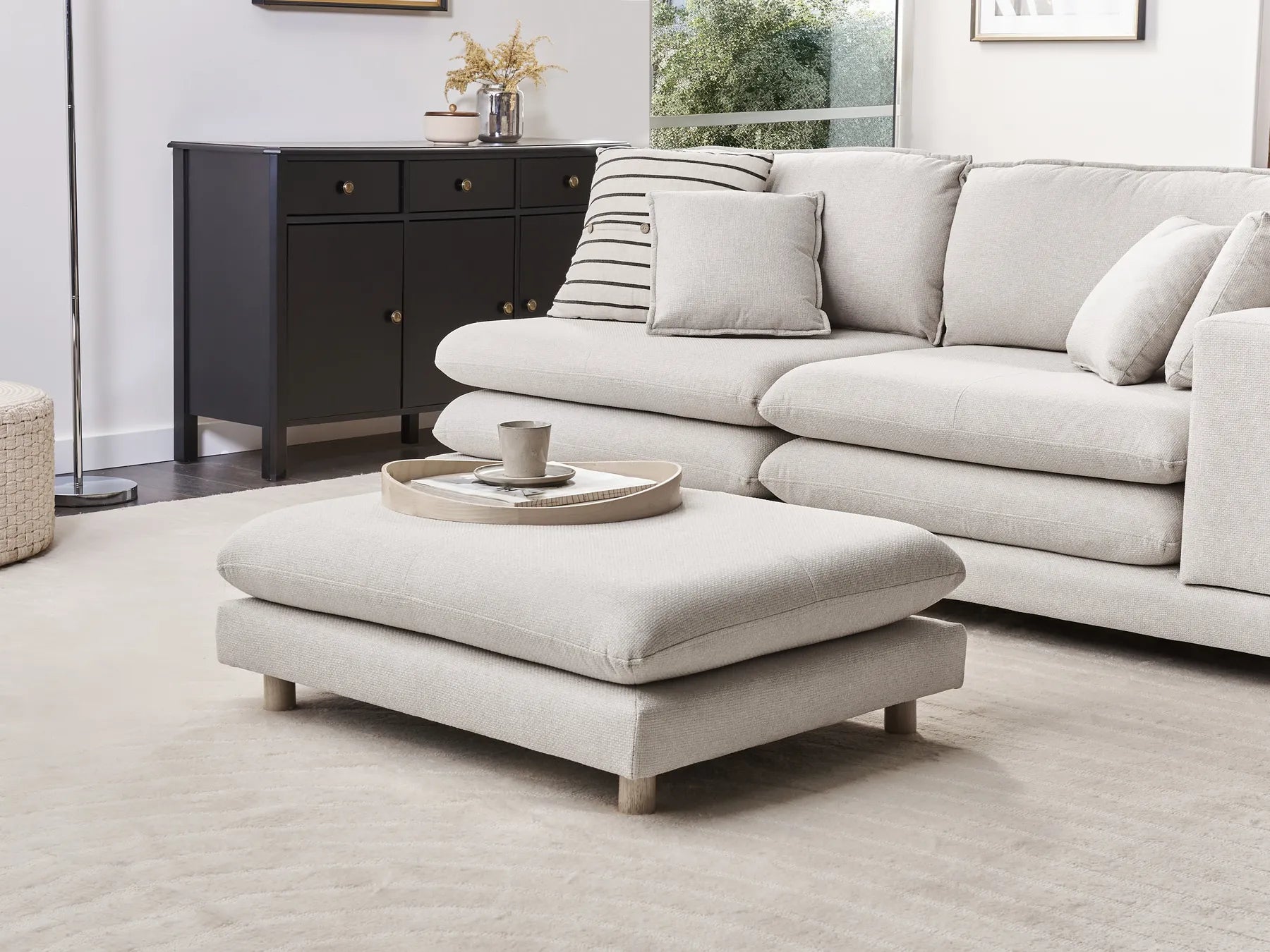 Ottoman HEDEN Fabric Beige