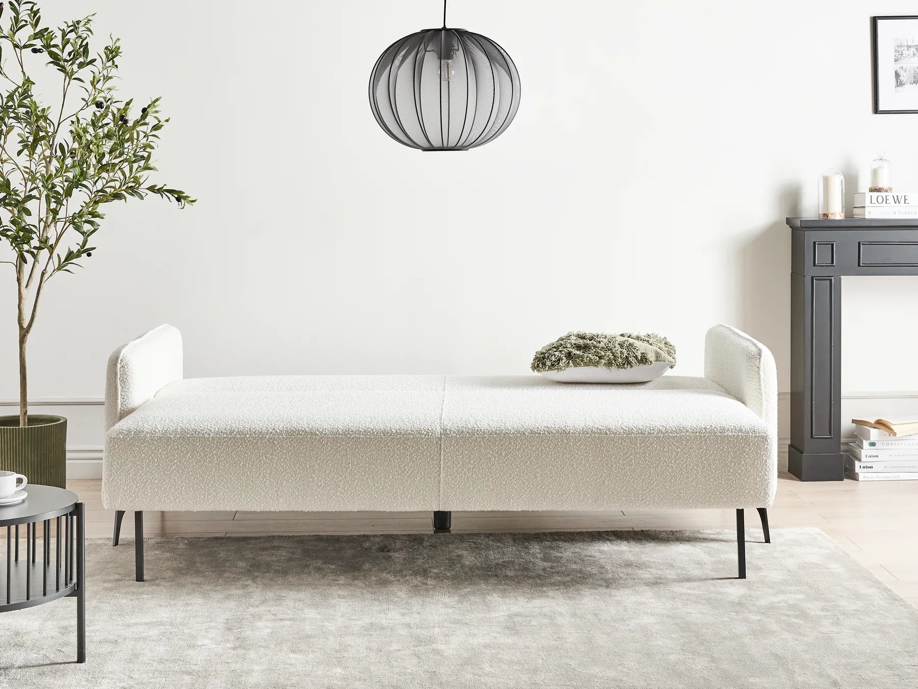 Sofa Bed 3 Seater HEMING Boucle Off-White