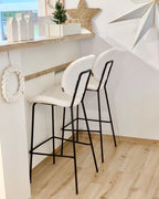Set of 2 Bar Chairs LUANA Boucle White