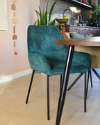 Set of 2 Dining Chairs LOVERNA Corduroy Dark Green