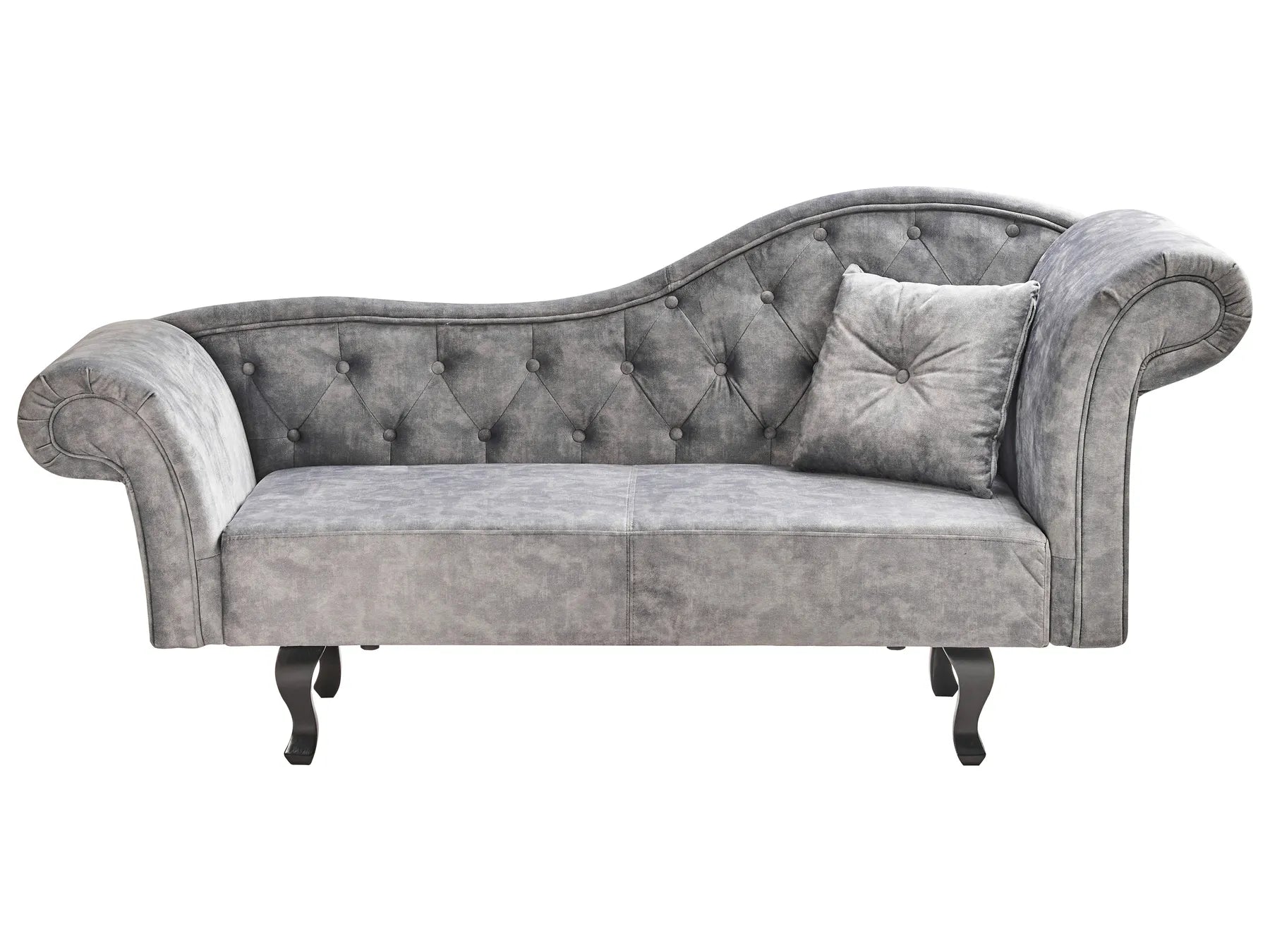 Right-Hand Chaise Lounge LATTES Velvet Grey with Cushion