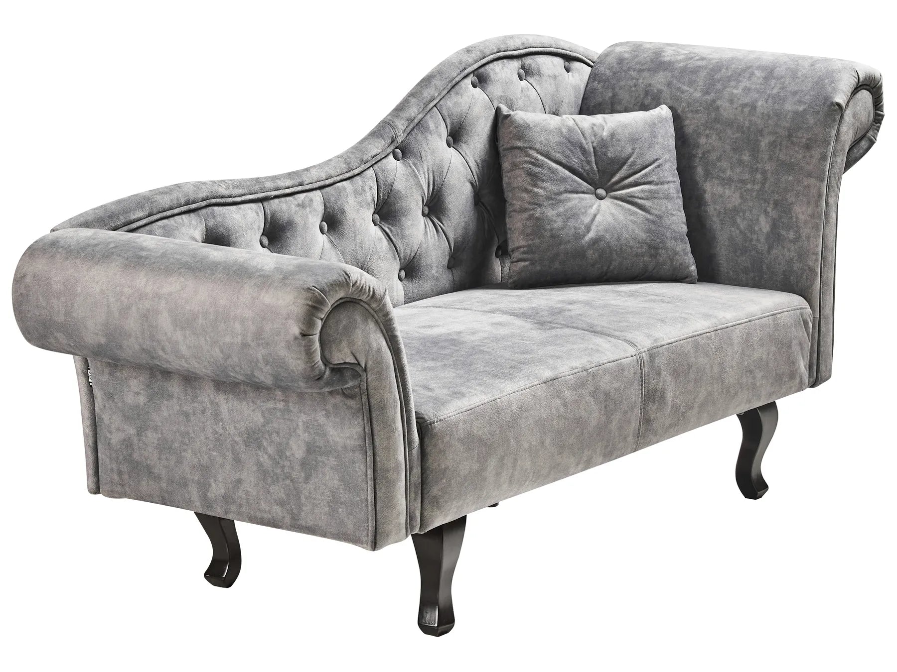 Right-Hand Chaise Lounge LATTES Velvet Grey with Cushion