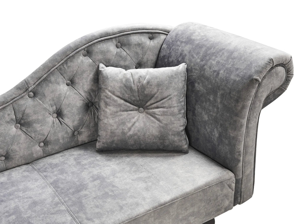 Right-Hand Chaise Lounge LATTES Velvet Grey with Cushion