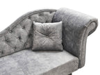 Right-Hand Chaise Lounge LATTES Velvet Grey with Cushion