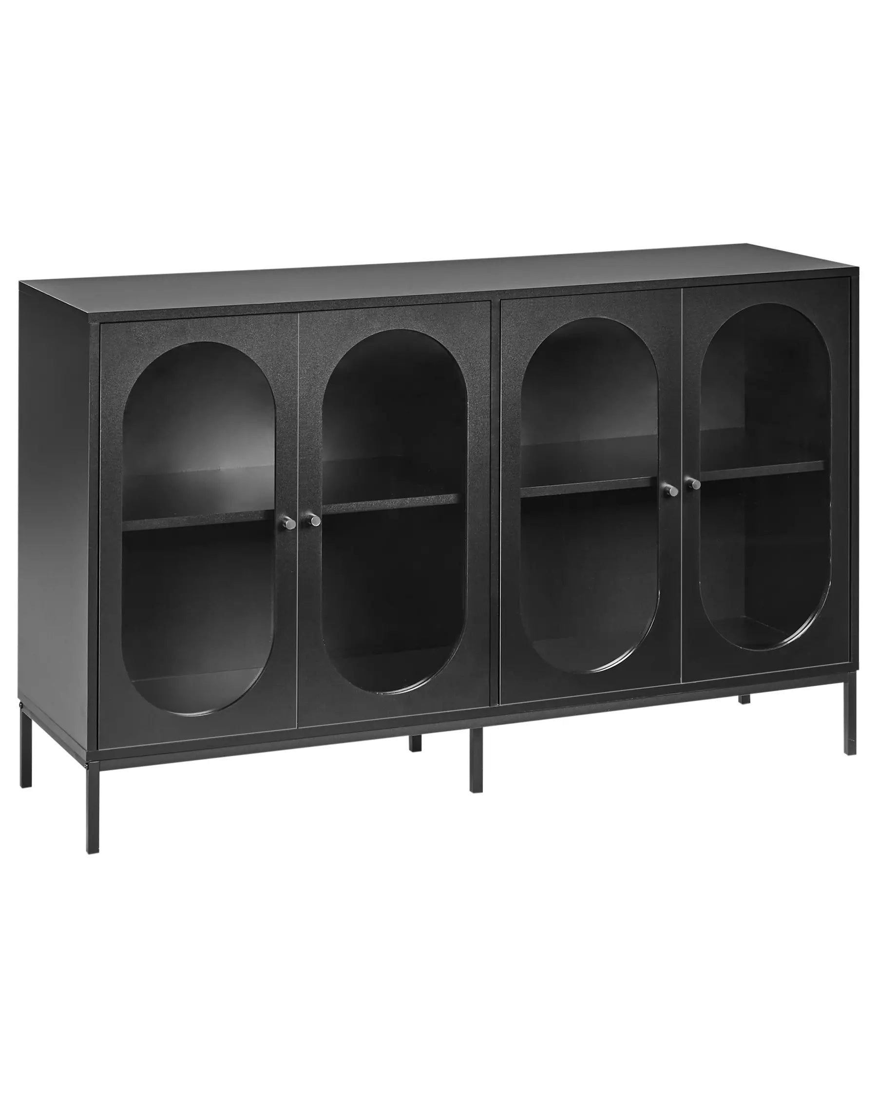 Glass Display Sideboard LANGFORD 137 cm Black