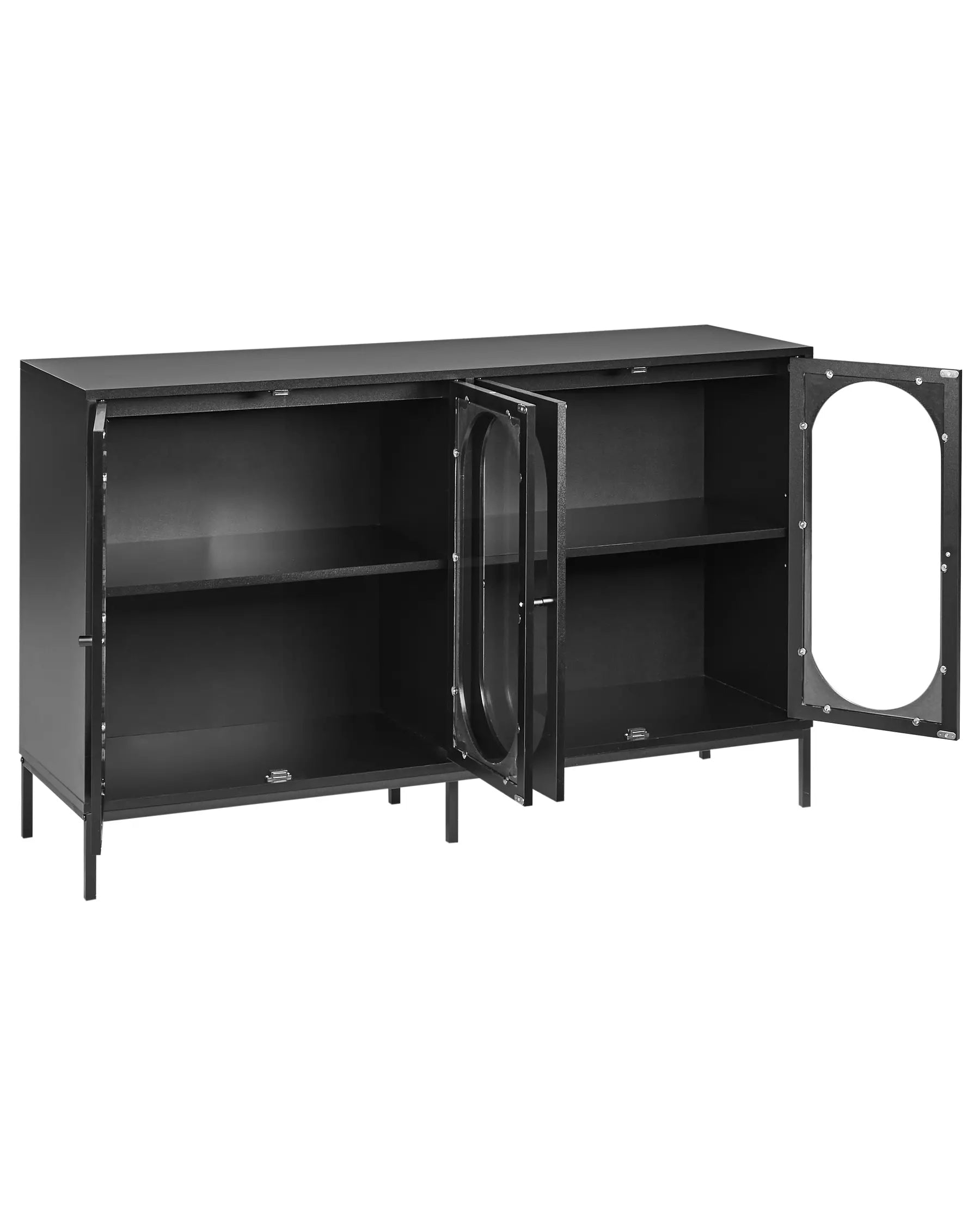 Glass Display Sideboard LANGFORD 137 cm Black