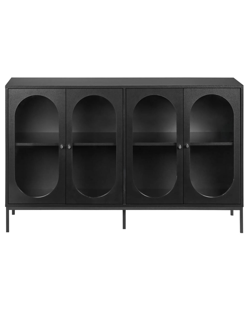 Glass Display Sideboard LANGFORD 137 cm Black