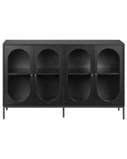 Glass Display Sideboard LANGFORD 137 cm Black