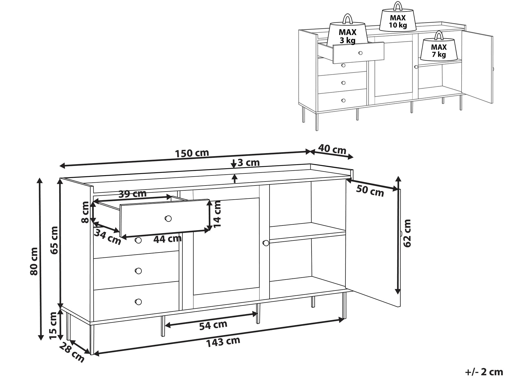 2 Door Sideboard ALCOVE White