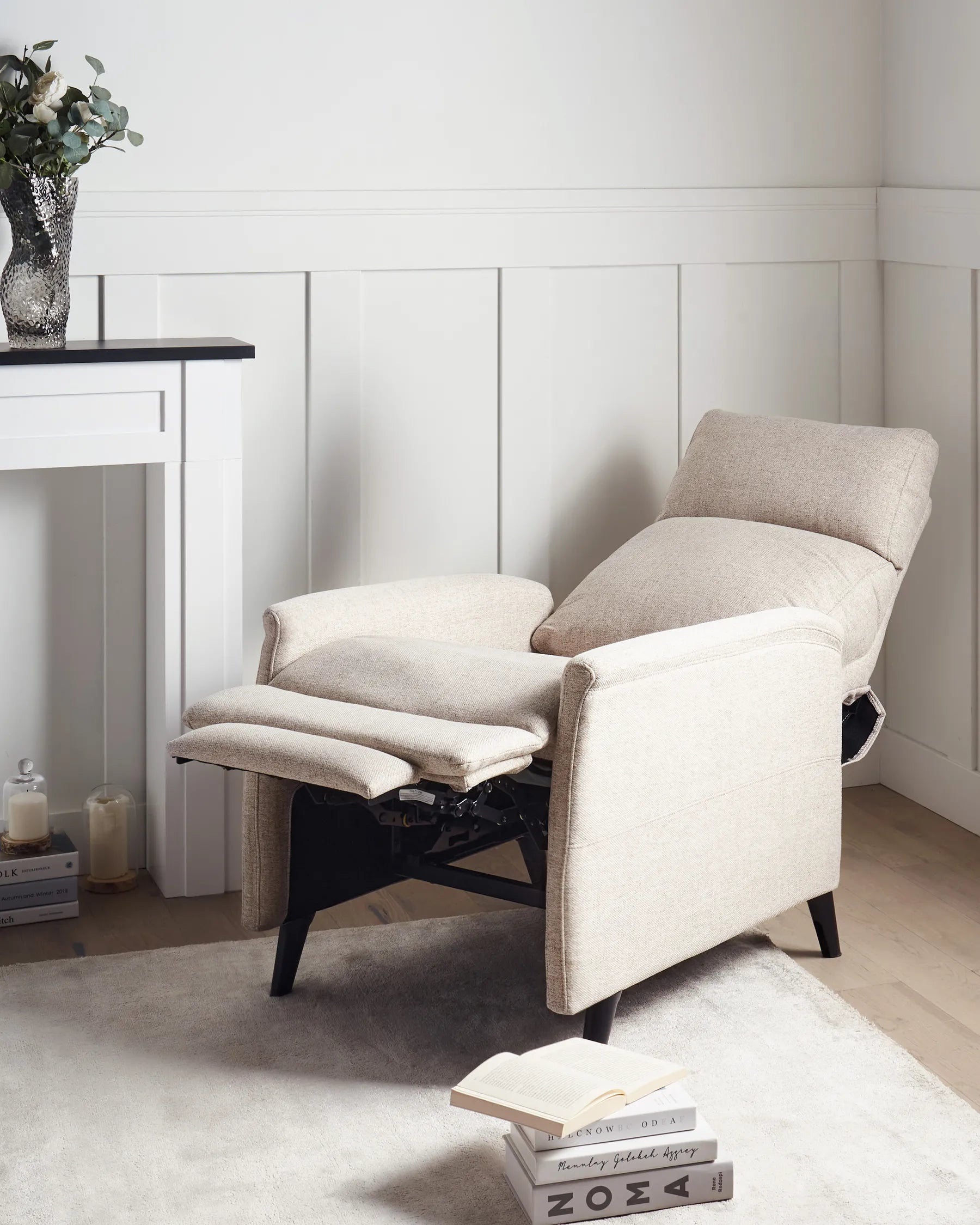 Recliner Chair SELVIK With Footrest Fabric Taupe