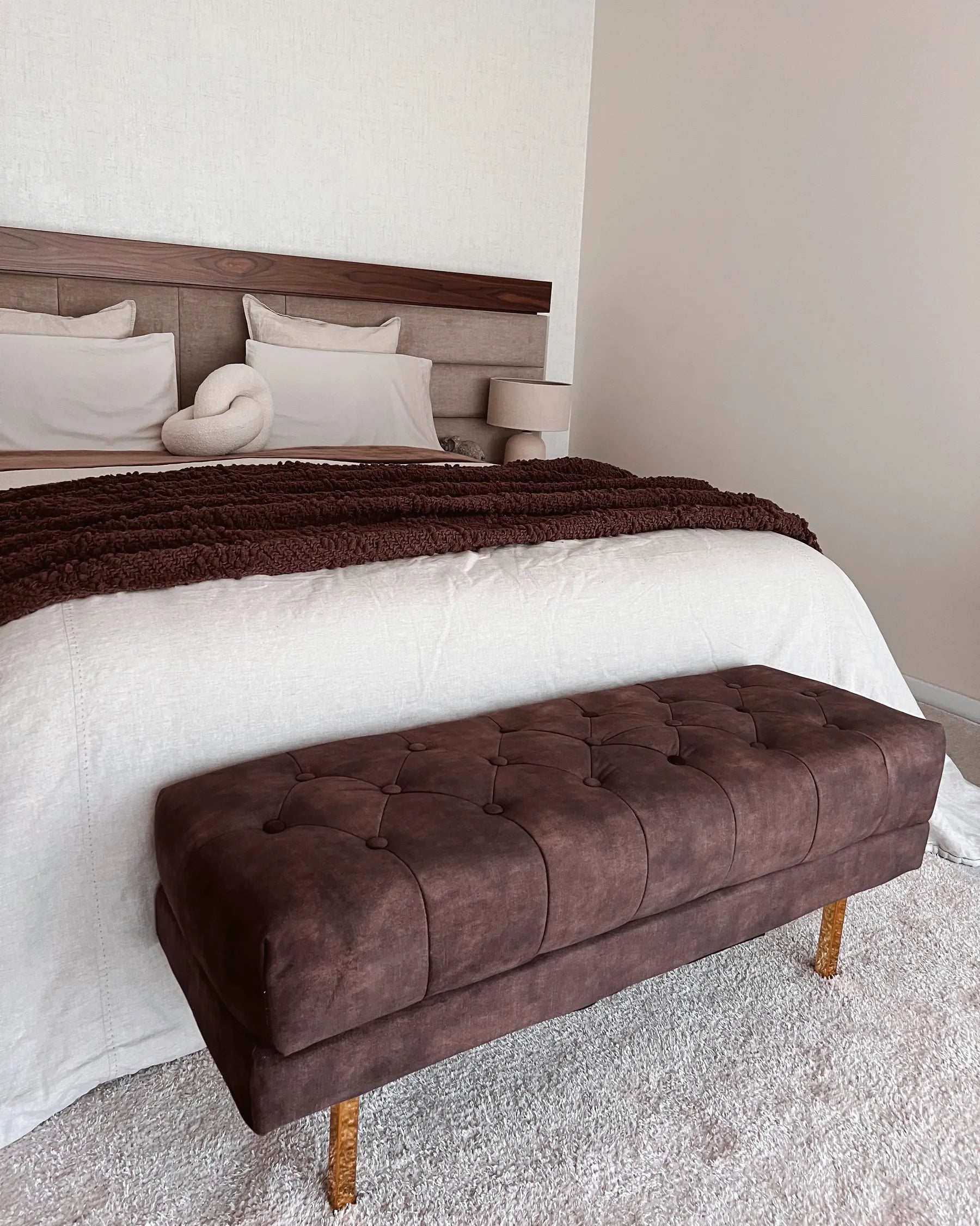 Bench ROSEVILLE Velvet Dark Brown