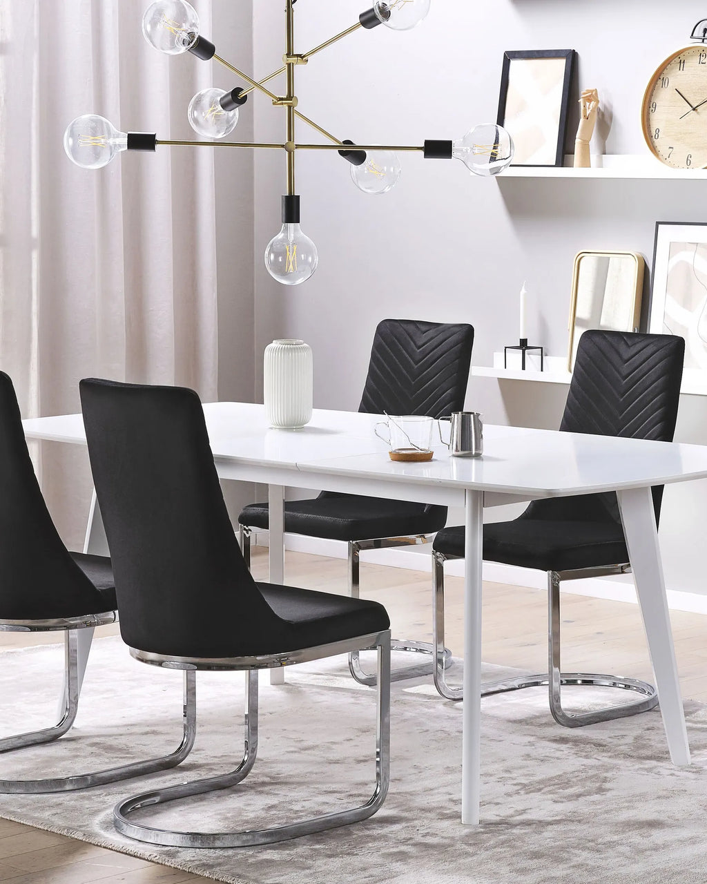 Set of 2 Dining Chairs Velvet Black