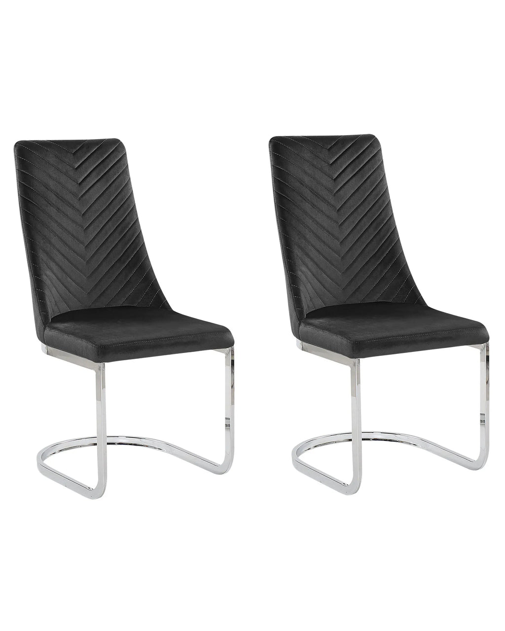 Set of 2 Dining Chairs Velvet Black