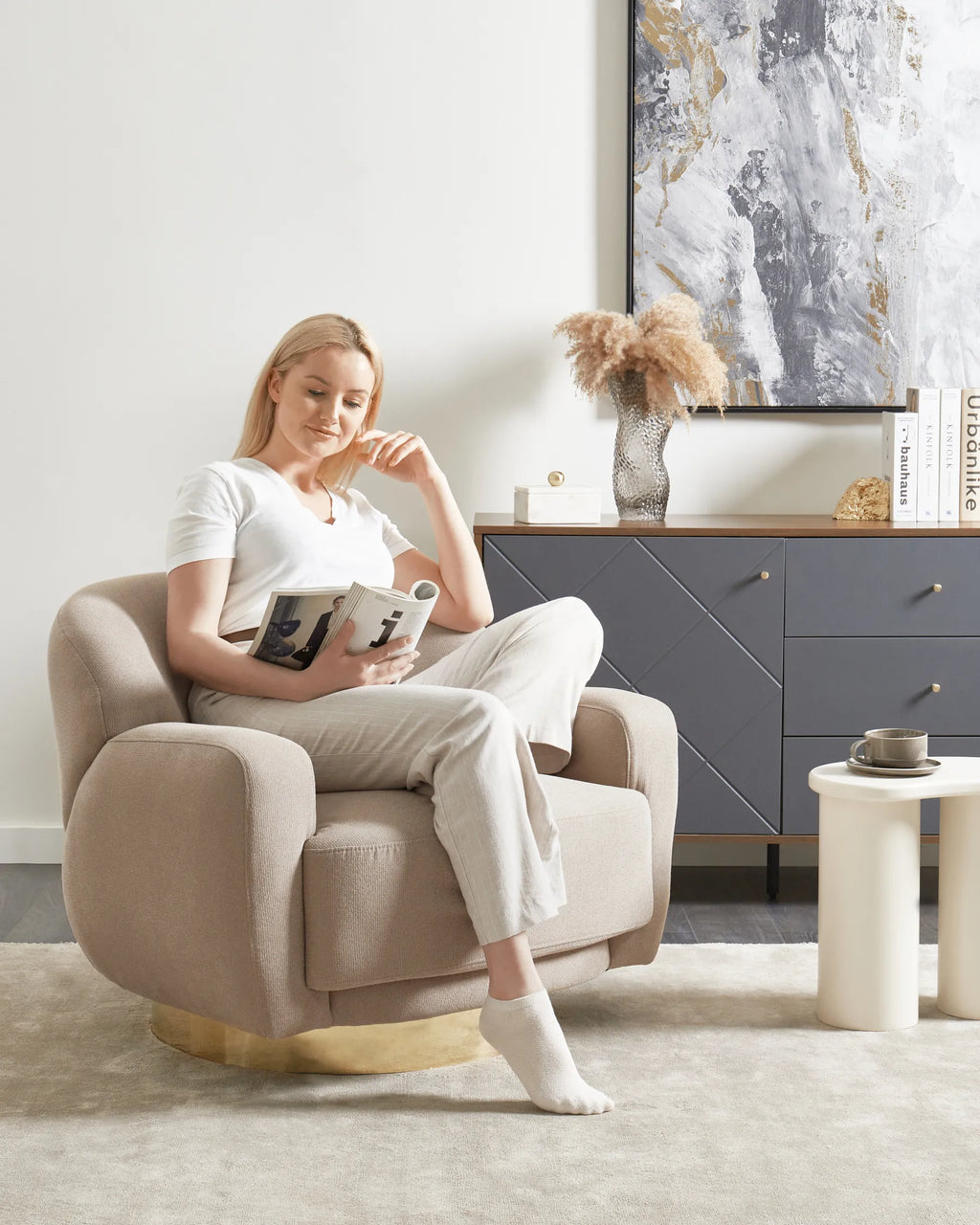 Armchair LEJRE Fabric Taupe