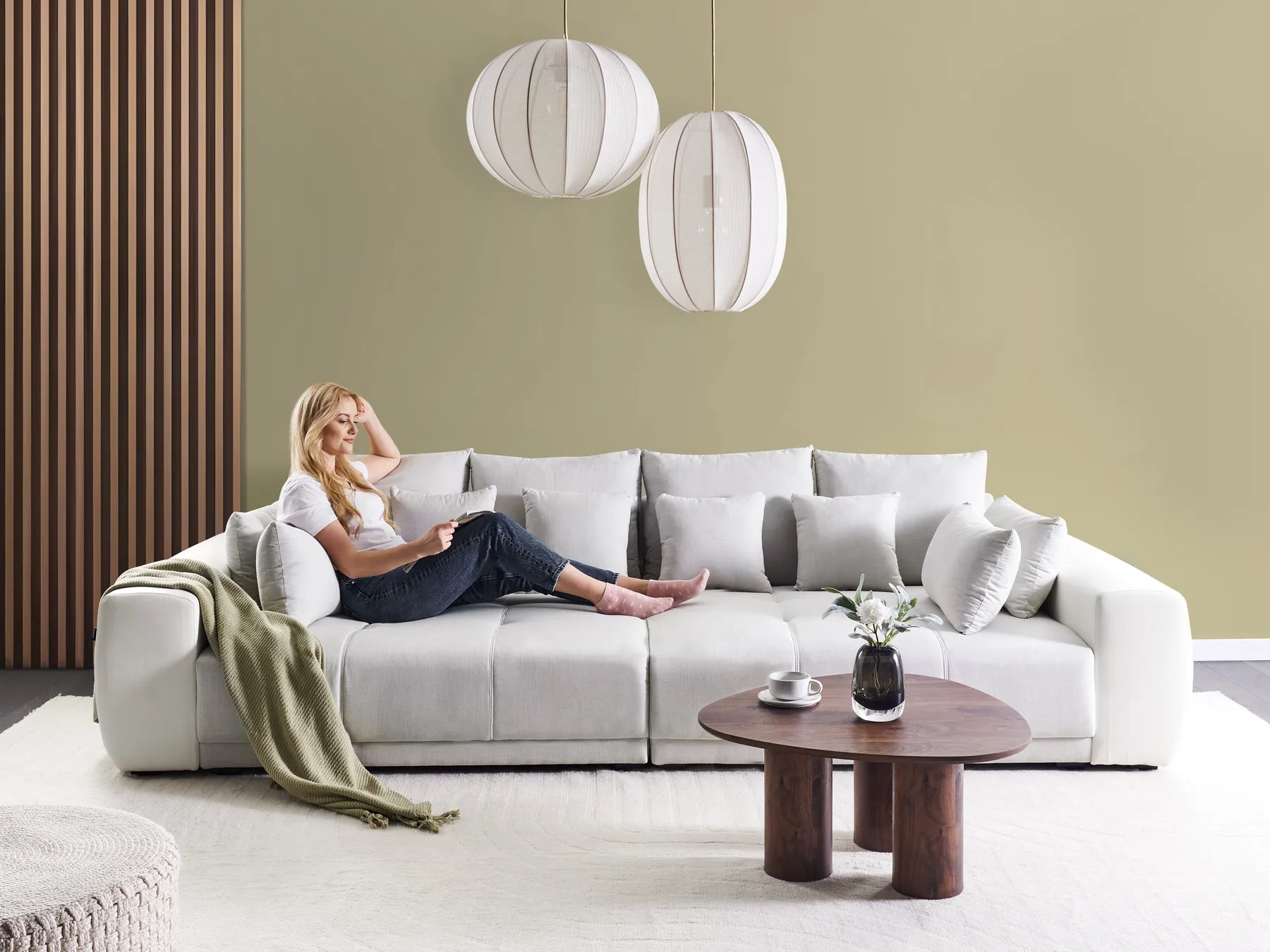 Sofa 4 Seater TORPO Fabric Light Beige