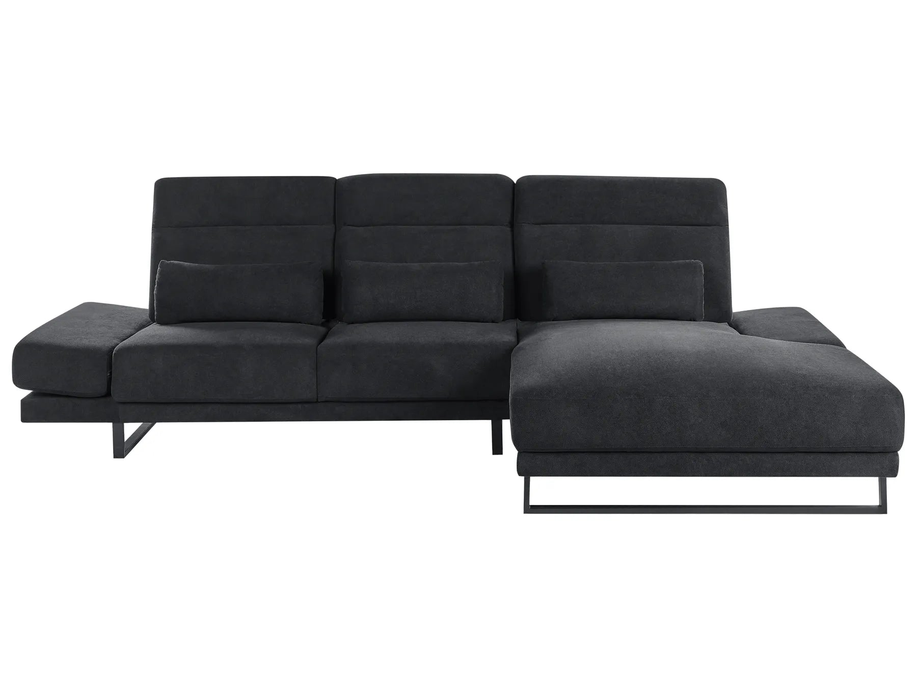 Corner Sofa 4 Seater IKAST Fabric Black Left Hand