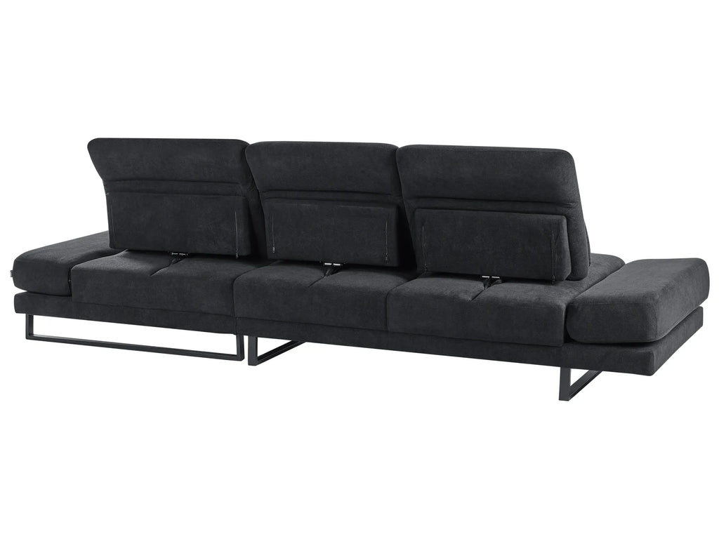 Corner Sofa 4 Seater IKAST Fabric Black Left Hand
