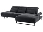 Corner Sofa 4 Seater IKAST Fabric Black Left Hand