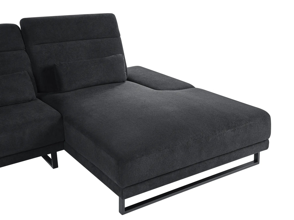 Corner Sofa 4 Seater IKAST Fabric Black Left Hand