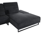 Corner Sofa 4 Seater IKAST Fabric Black Left Hand
